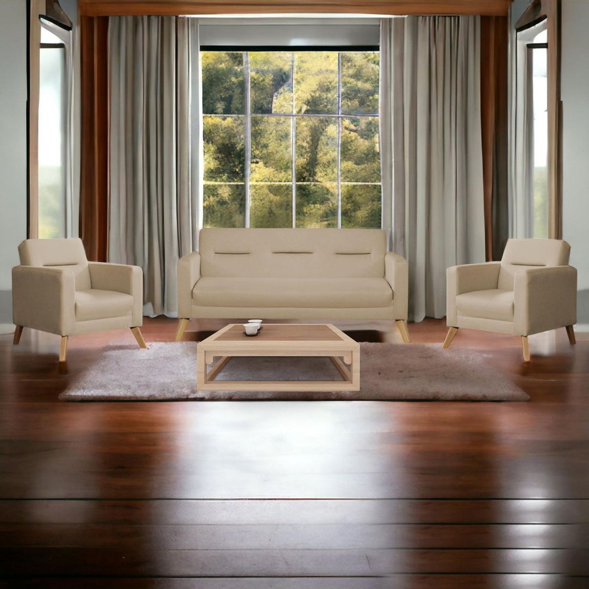 CASA BELLA - Juego de Sala 3-1-1 Cuerpos Bolzano Beige