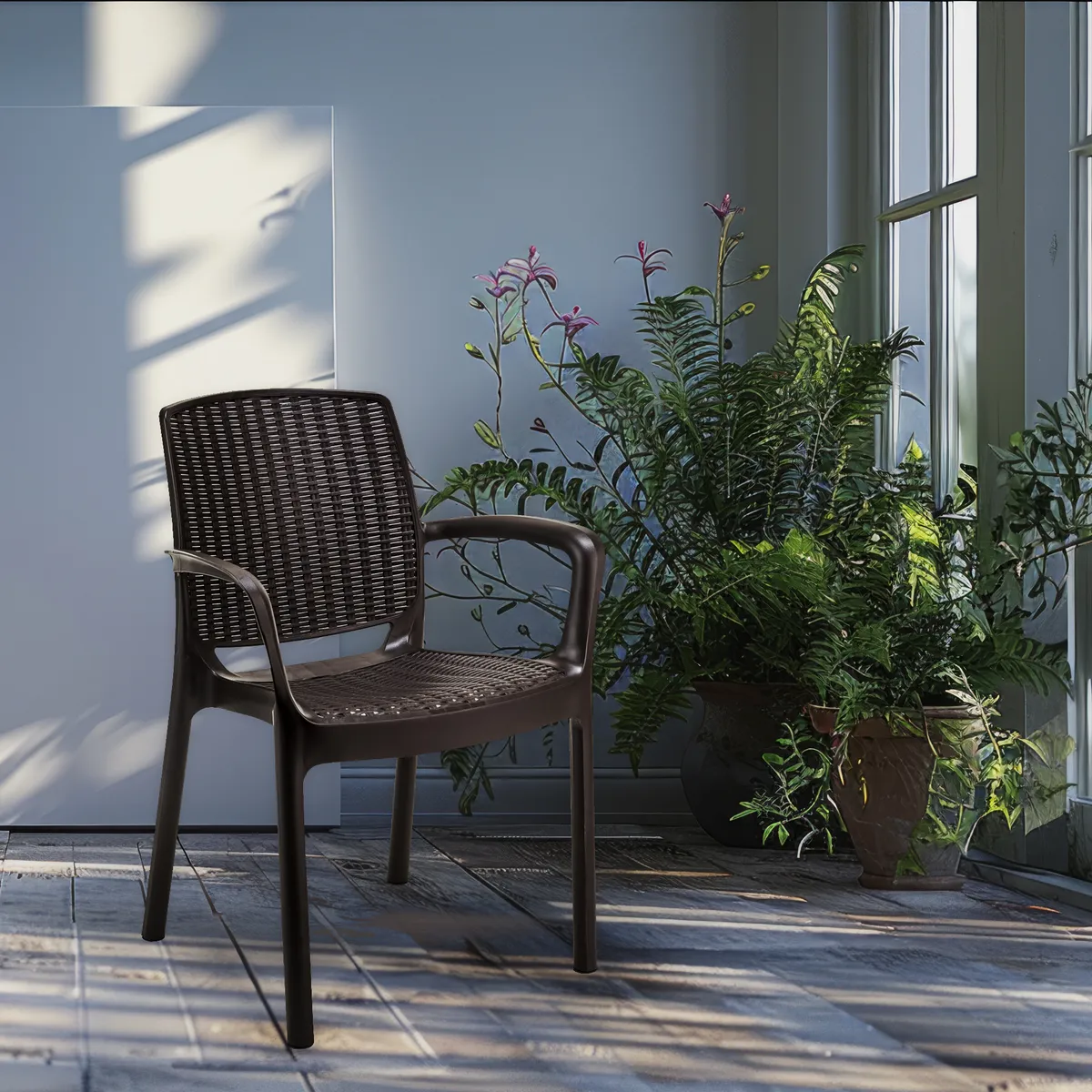 REYPLAST - Silla de Plástico Dubai Marrón con Brazos