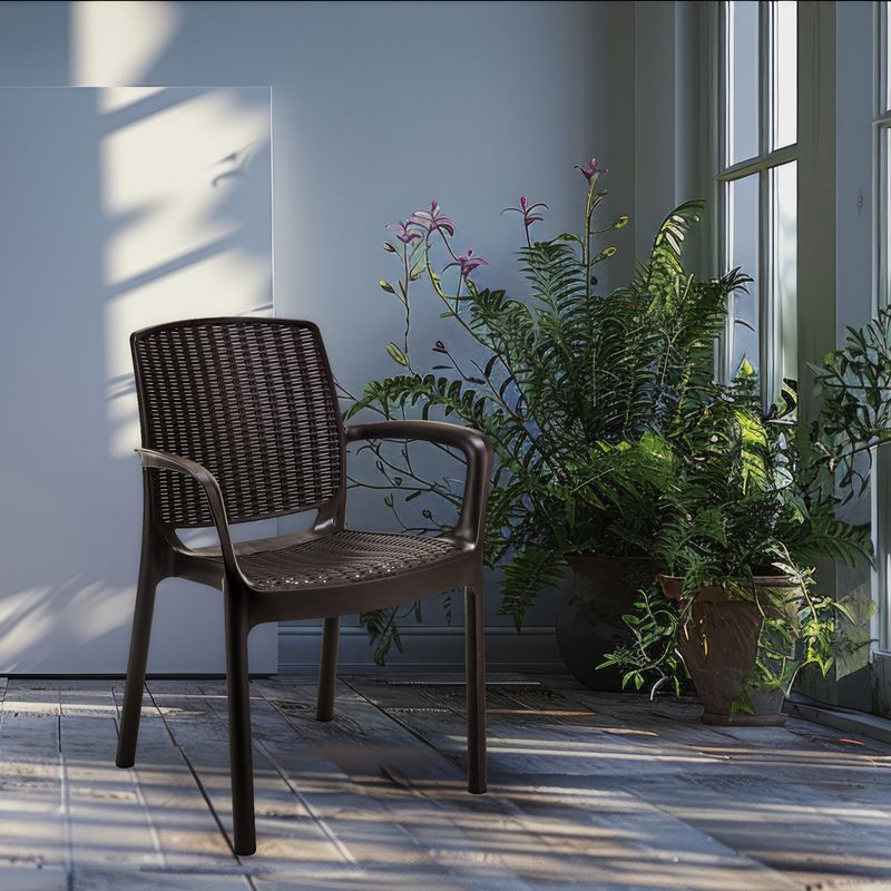 REYPLAST - Silla de Plástico Dubai Marrón con Brazos