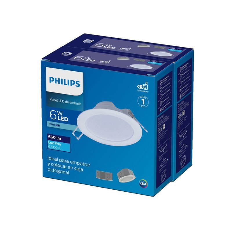 PHILIPS - Downlight 6W Luz Fría Pack X2