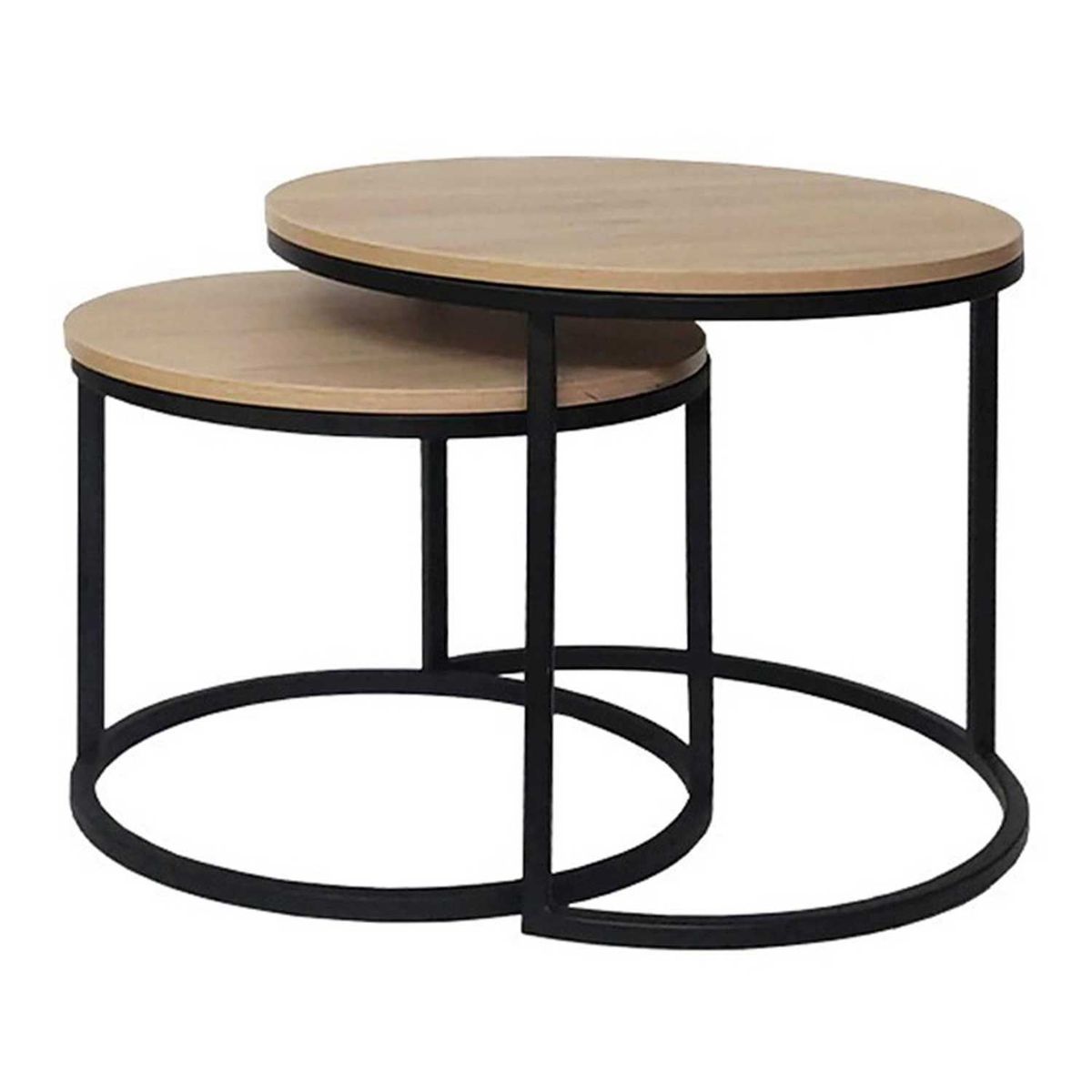 ZIYAZ - Set 2 Mesas de Centro Aster Negro/Rovere