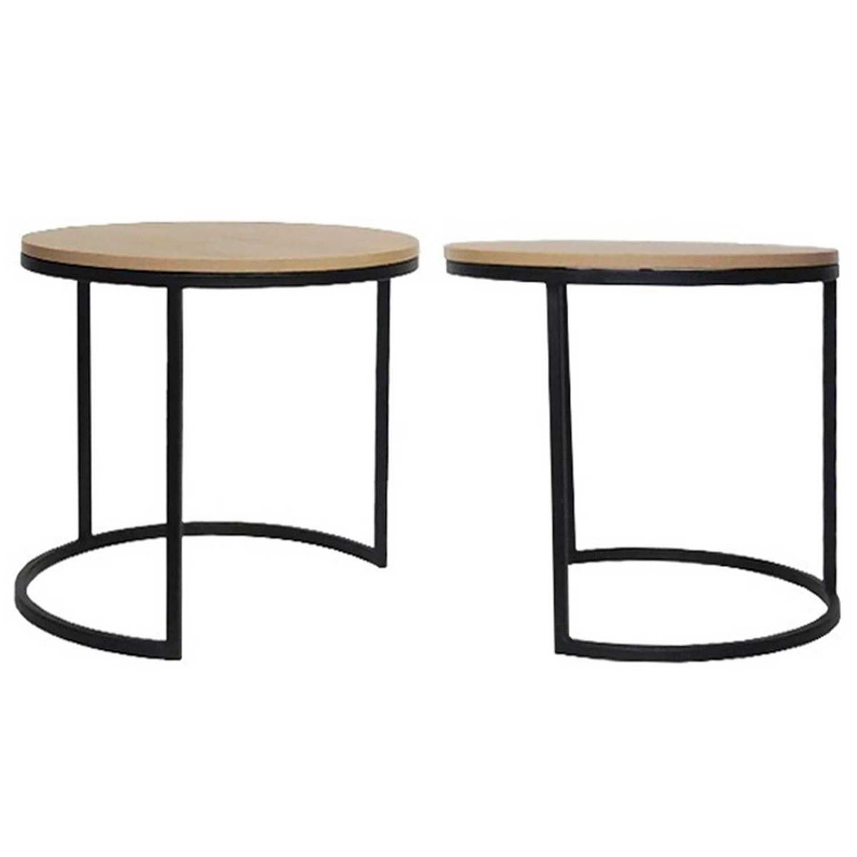 ZIYAZ - Set 2 Mesas de Centro Aster Negro/Rovere