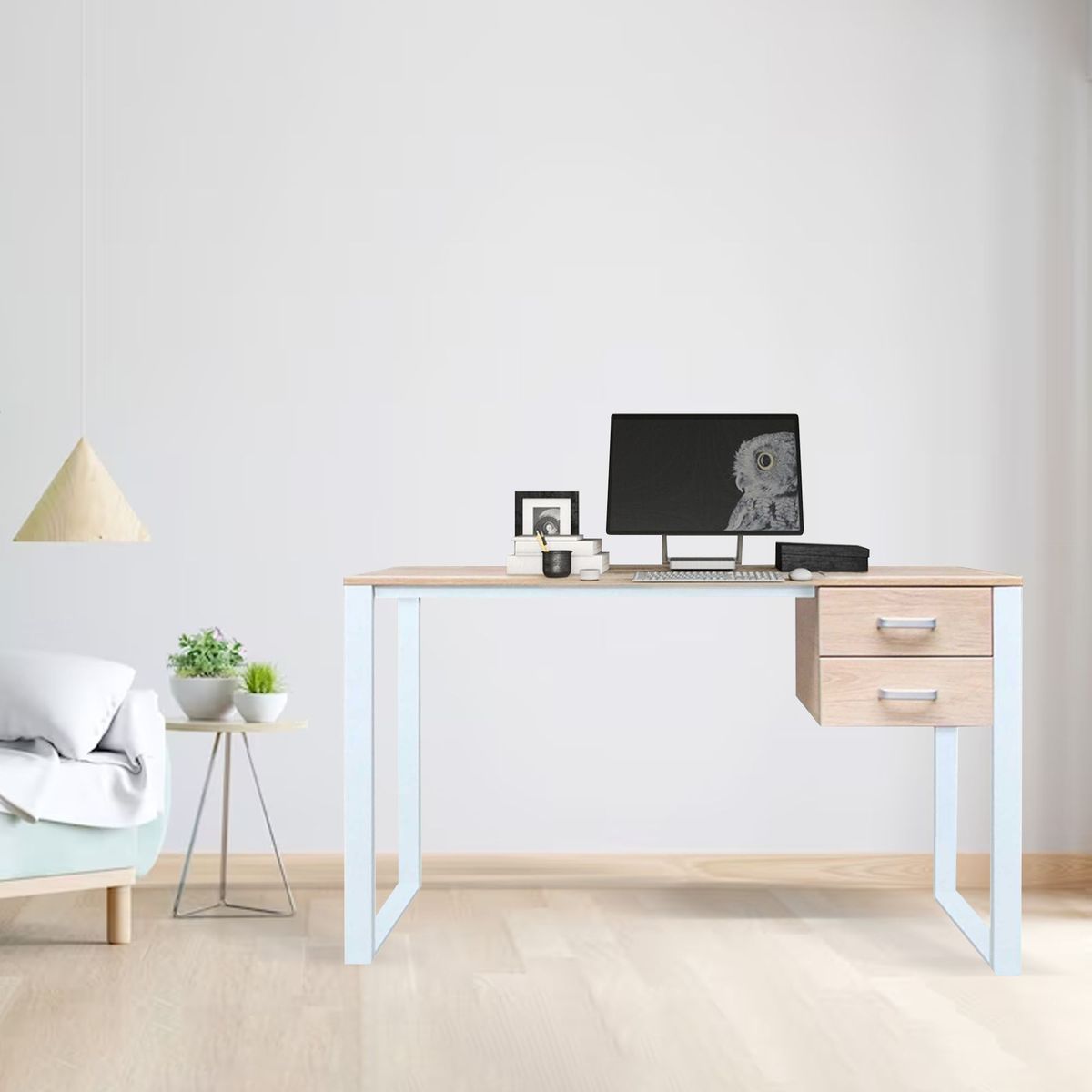 ZIYAZ - Escritorio OH Blanco/Rovere