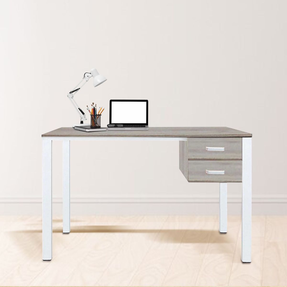 ZIYAZ - Escritorio Krona Blanco/Cenizo