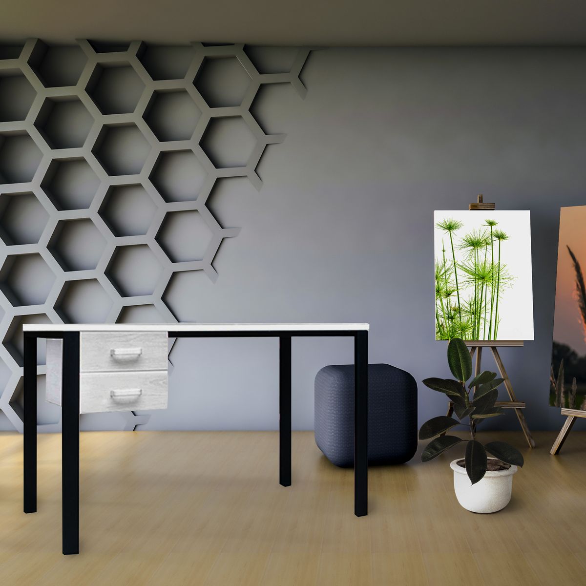 ZIYAZ - Escritorio Krona Blanco/Negro