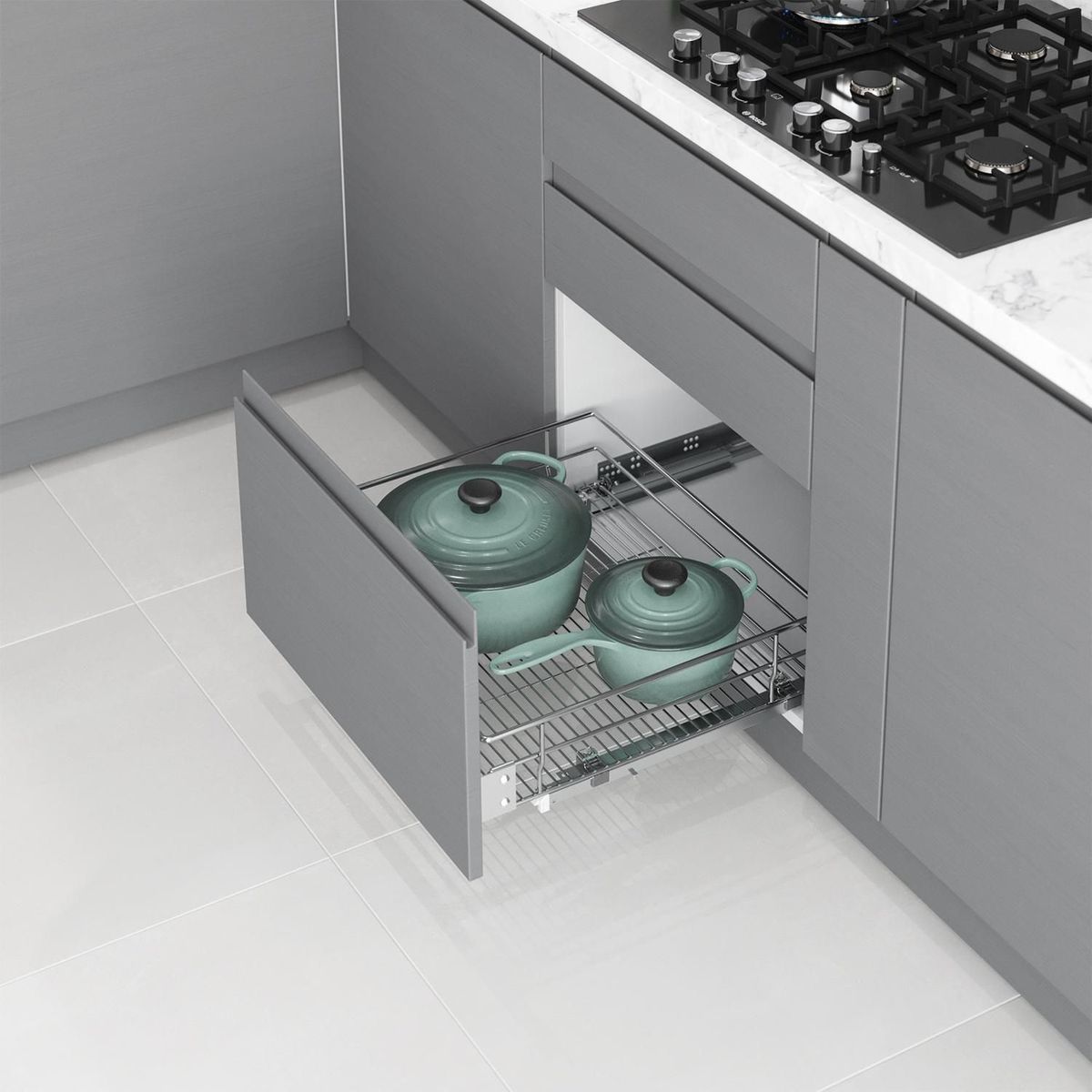  - Canasta de Cocina Extendible Cromado 16x58x50cm