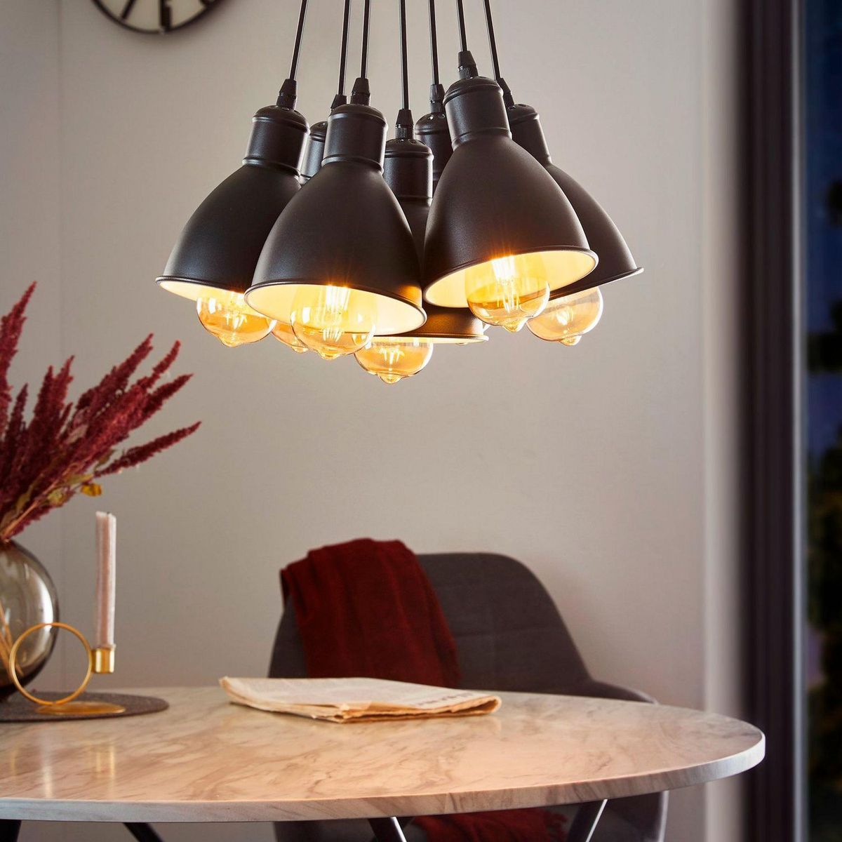 EGLO - Lámpara Colgante Priddy 7L E27 Eglo Negro