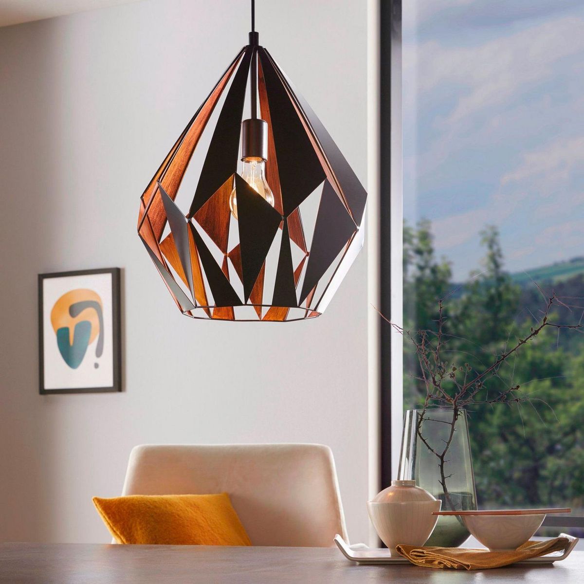 EGLO - Lámpara Colgante Carlton 1 1L E27 Eglo Negro