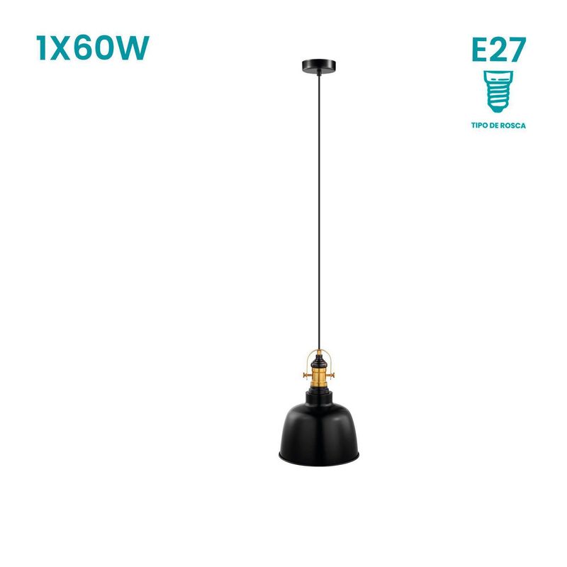 EGLO - Lámpara Colgante Gilwell 1L E27 Eglo Negro