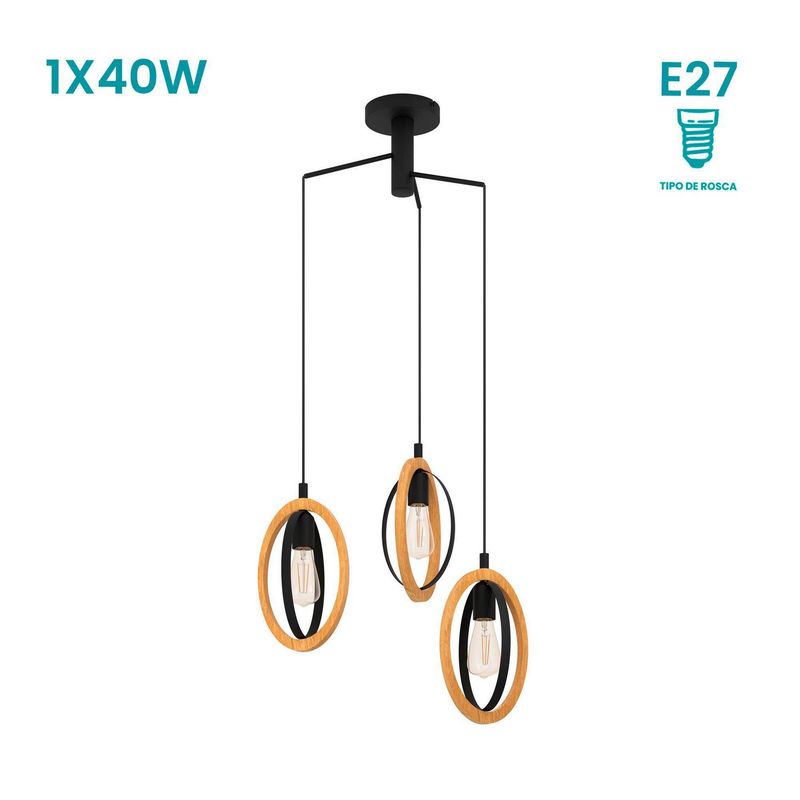 EGLO - Lámpara Colgante Basildon E3L E27 Eglo Negro