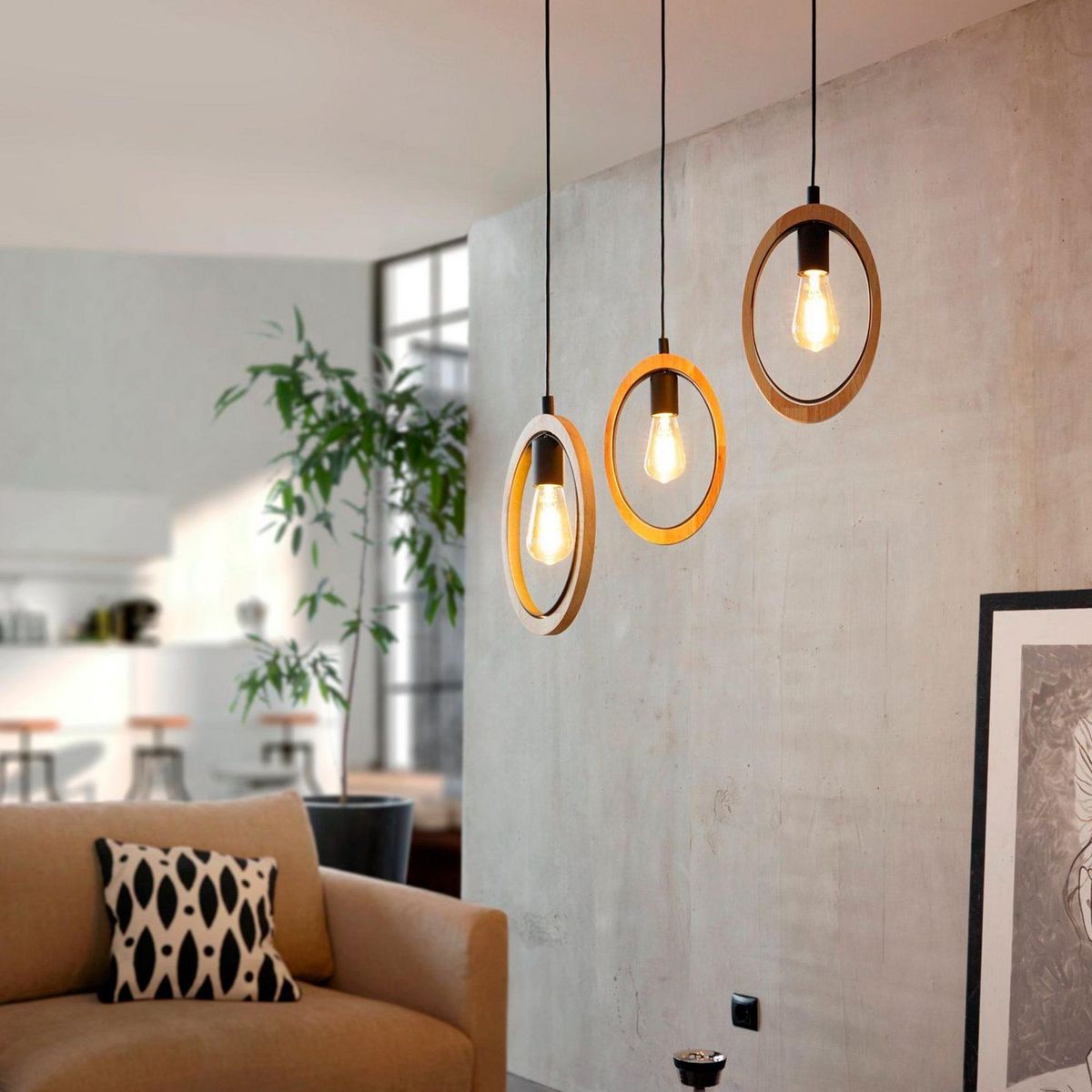 EGLO - Lámpara Colgante Basildon E3L E27 Eglo Negro