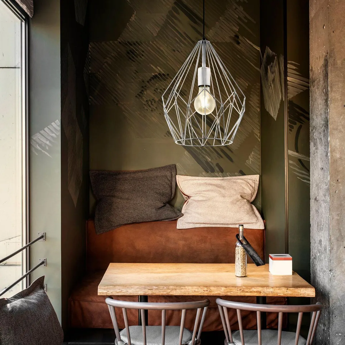 EGLO - Lámpara Colgante Carlton 1L E27 Eglo Gris/Plata