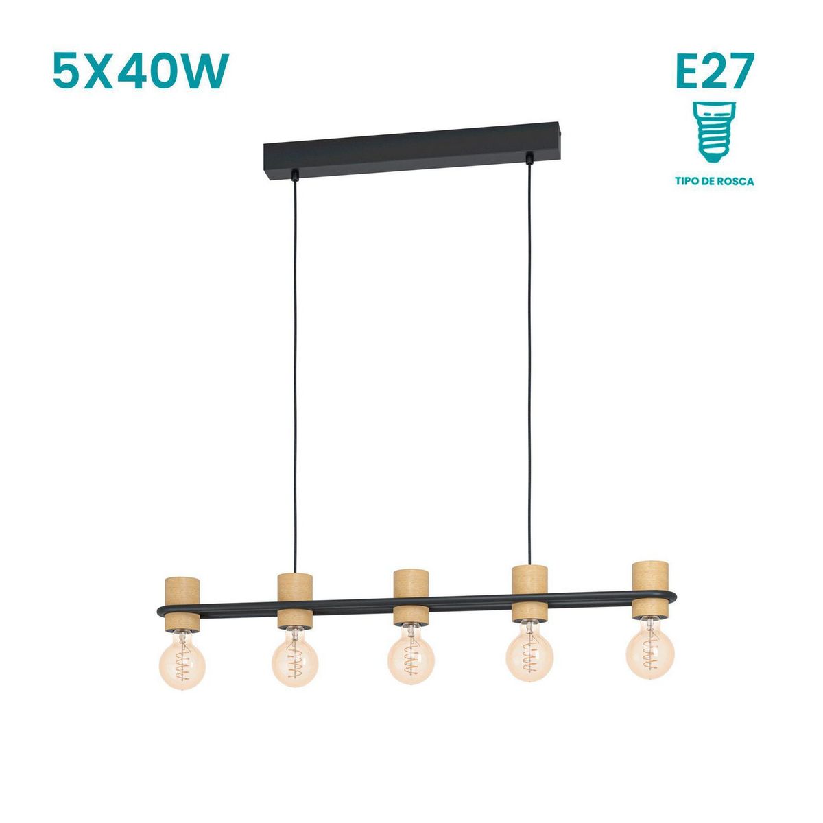 EGLO - Lámpara Colgante Chieveley 5L E27 Eglo