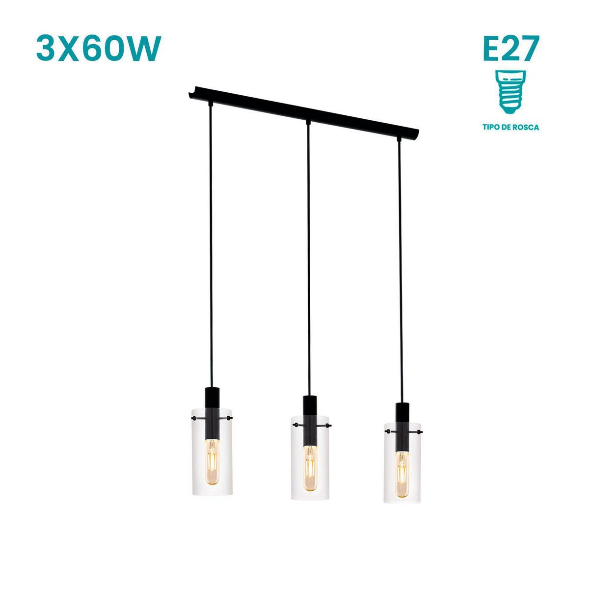 EGLO - Lámpara Colgante Montefino 3L E27 Eglo