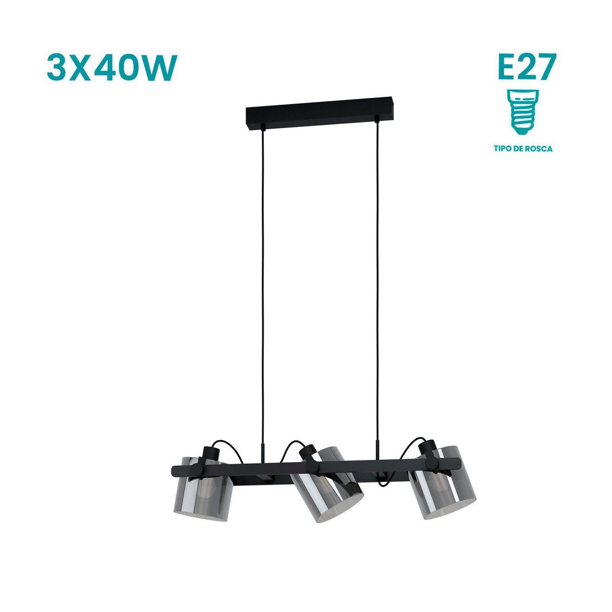 EGLO - Lámpara Golgante Hornwood 2 3L E27 Eglo Negro