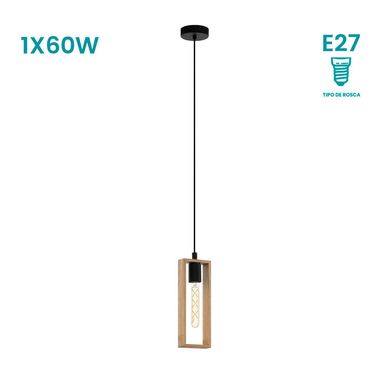 L�mpara Colgante Littleton 1L E27 Eglo nNgro