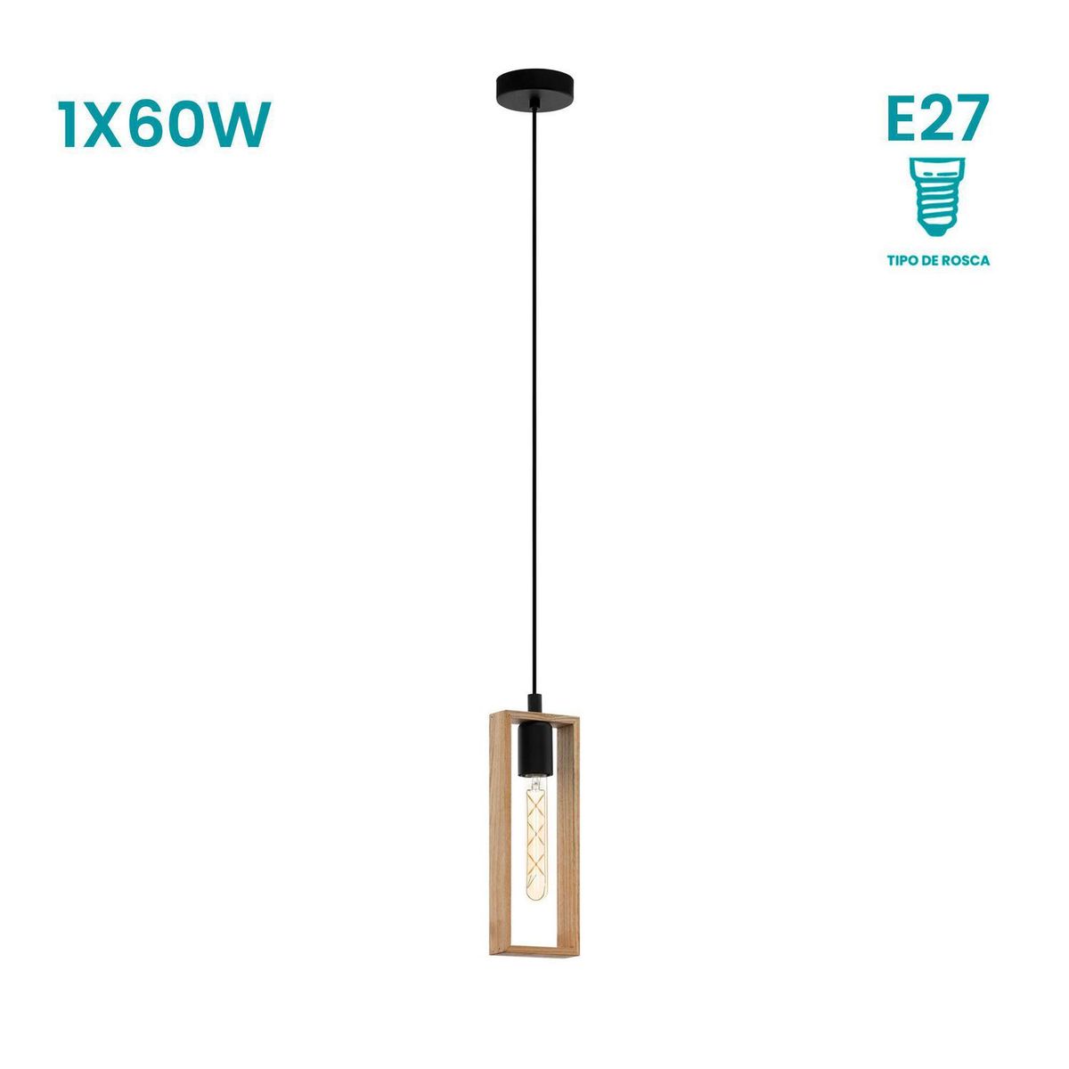 EGLO - Lámpara Colgante Littleton 1L E27 Eglo nNgro