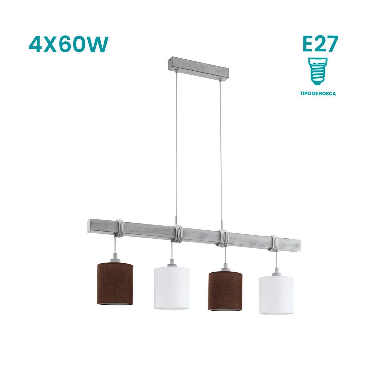 EGLO - Lámpara Colgante Townshend 2 4L E27 Eglo Blanco