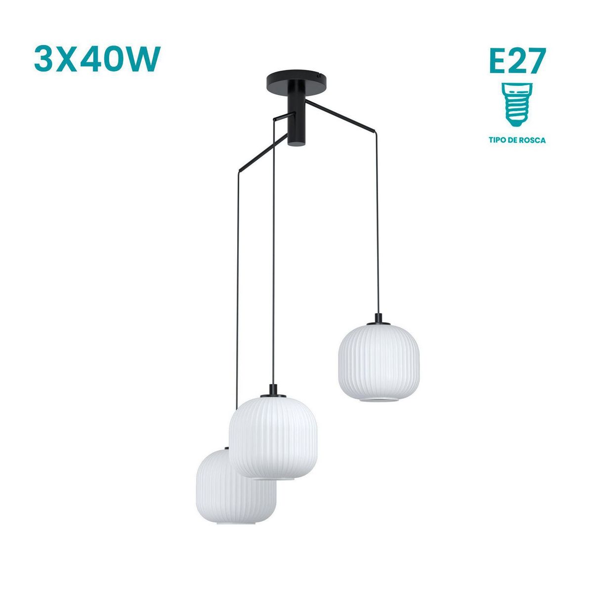 EGLO - Lámpara Colgante Mantunalle 3L E27 Eglo