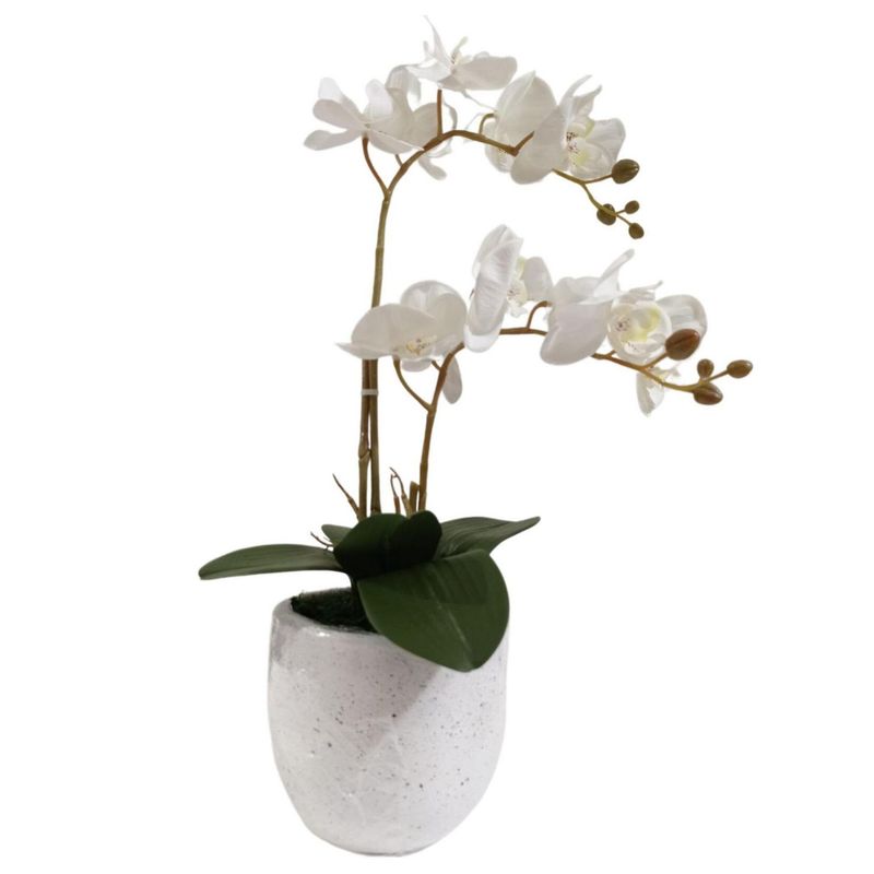 GENERICO - Orquidea Artificial con Maceta Blanca 46cm