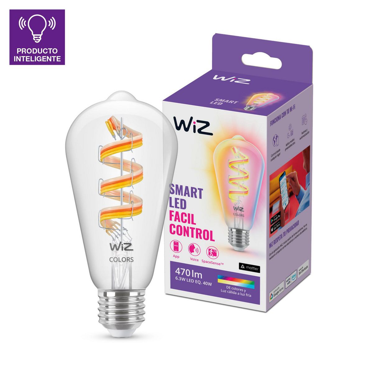 WIZ - Foco Filamento WIZ ST64 E27 6.3W