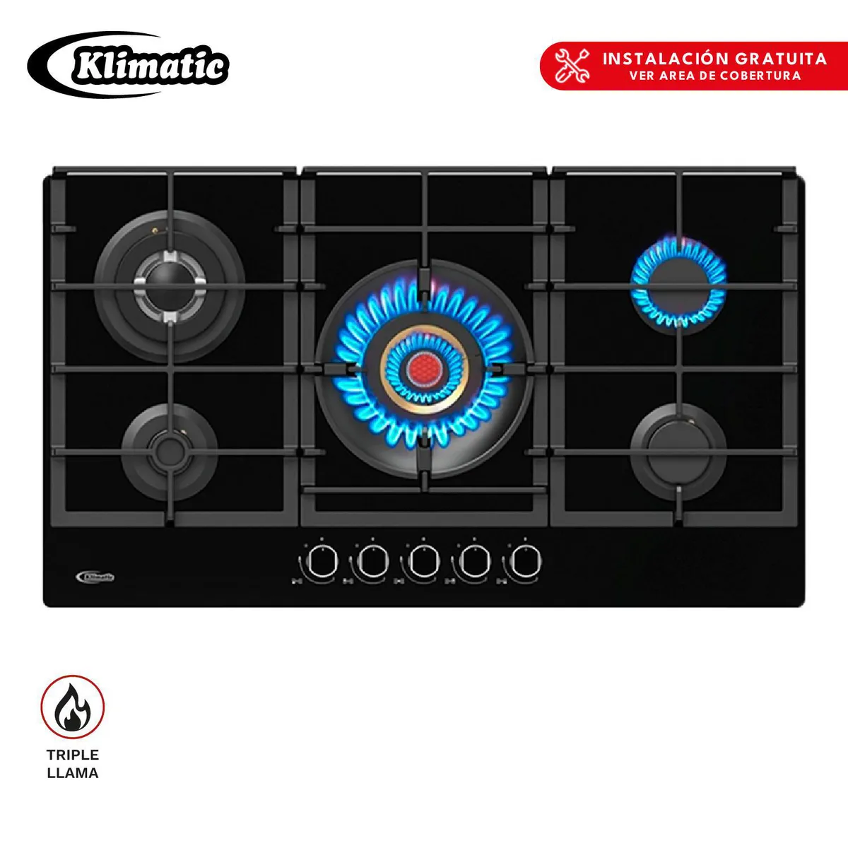Klimatic - Cocina Empotrable a Gas 5 Hornillas Klimatic VULCANO