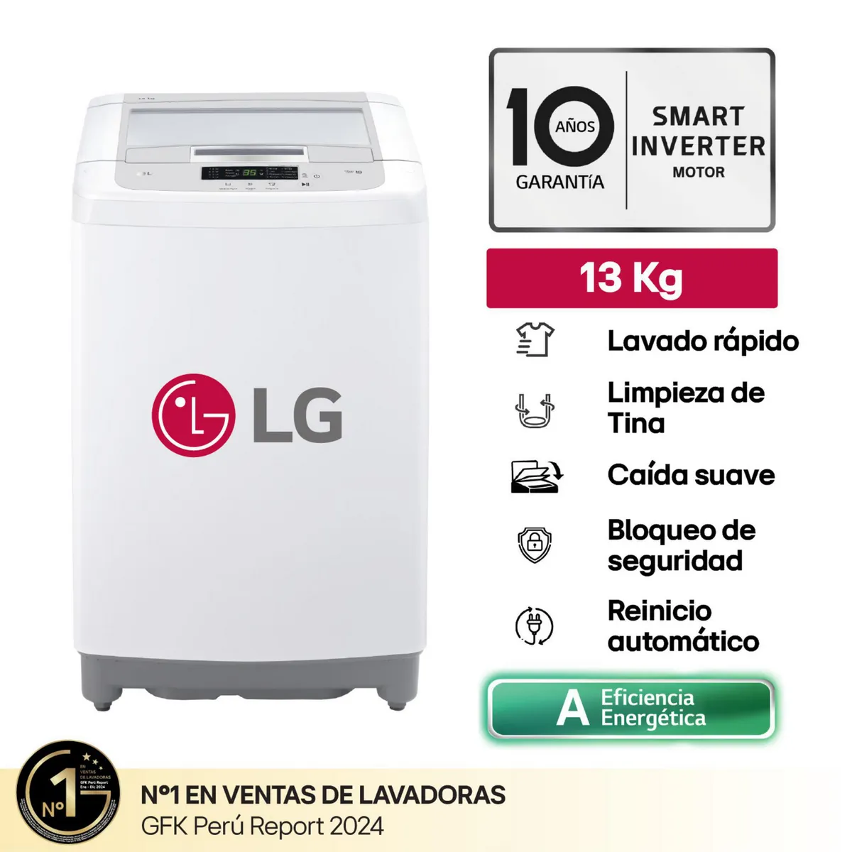 LG - Lavadora WT13WPBK 13kg TurboDrum Carga Superior Blanco LG