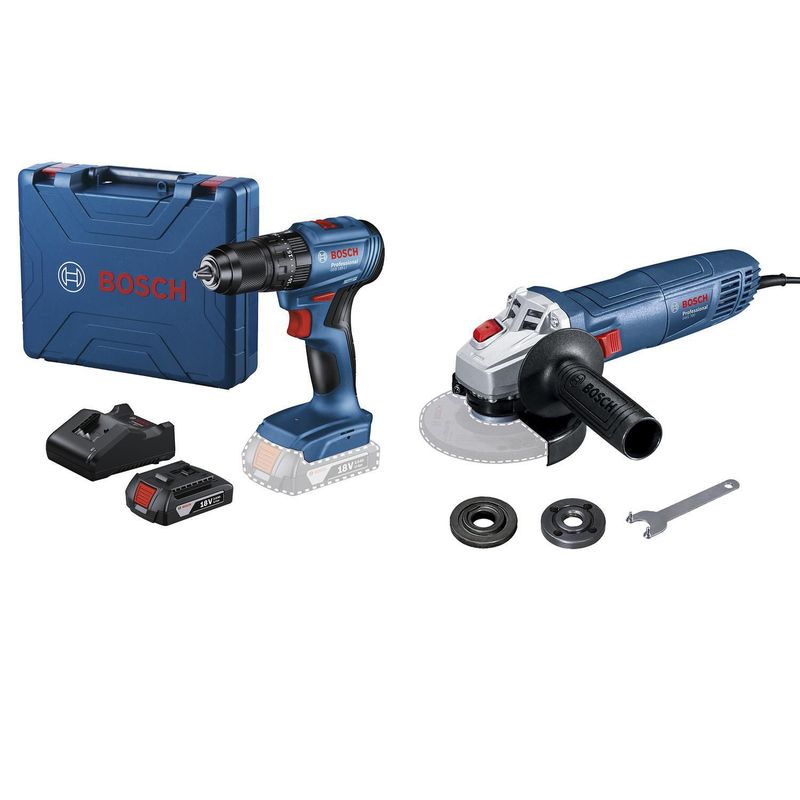 BOSCH - Taladro inalámbrico  Bosch  18V GSB 185-LI + Amoladora Bosch GWS 700-710W + 1 batería