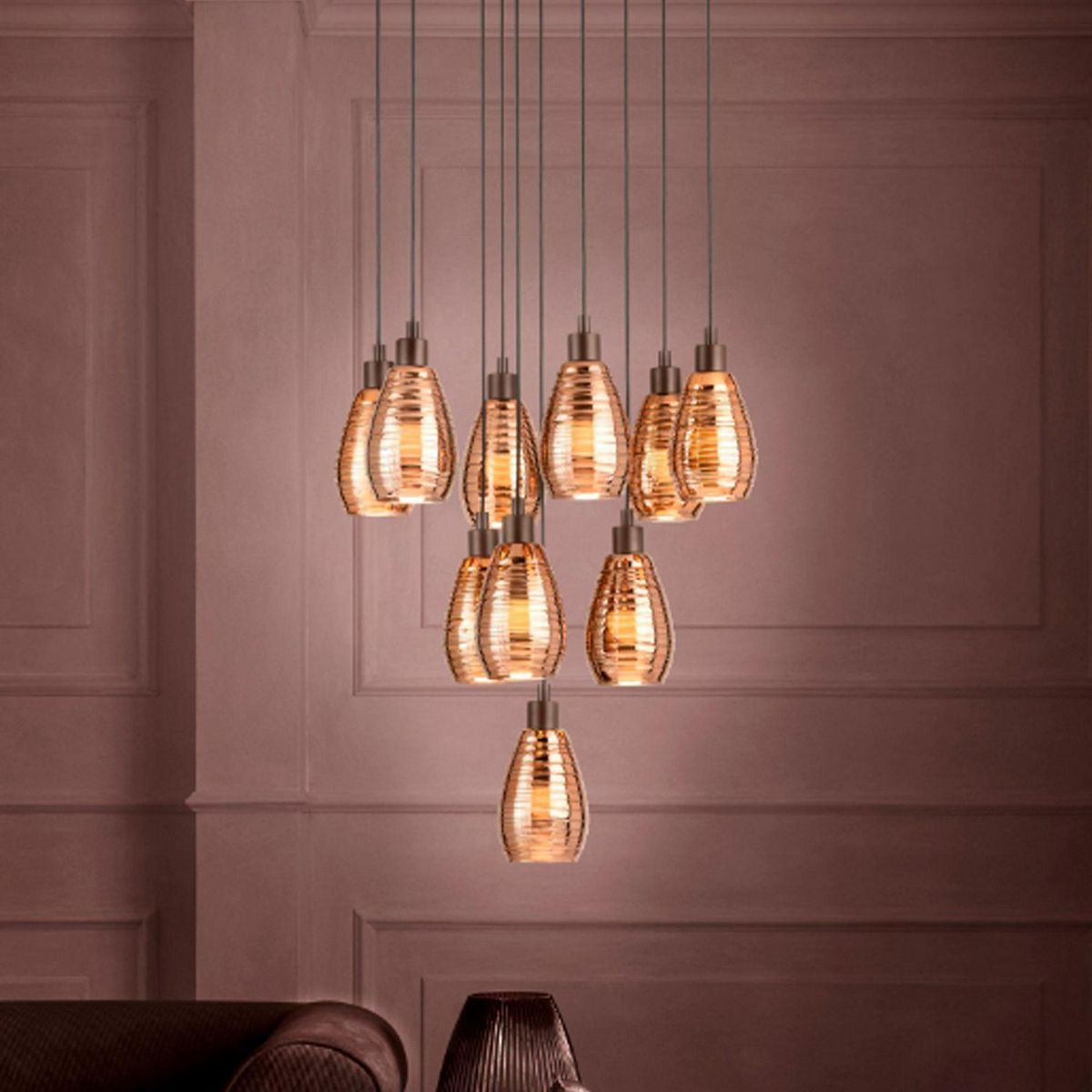 EGLO - Lámpara Colgante Siracusa 10L E27 Eglo Café/Marrón