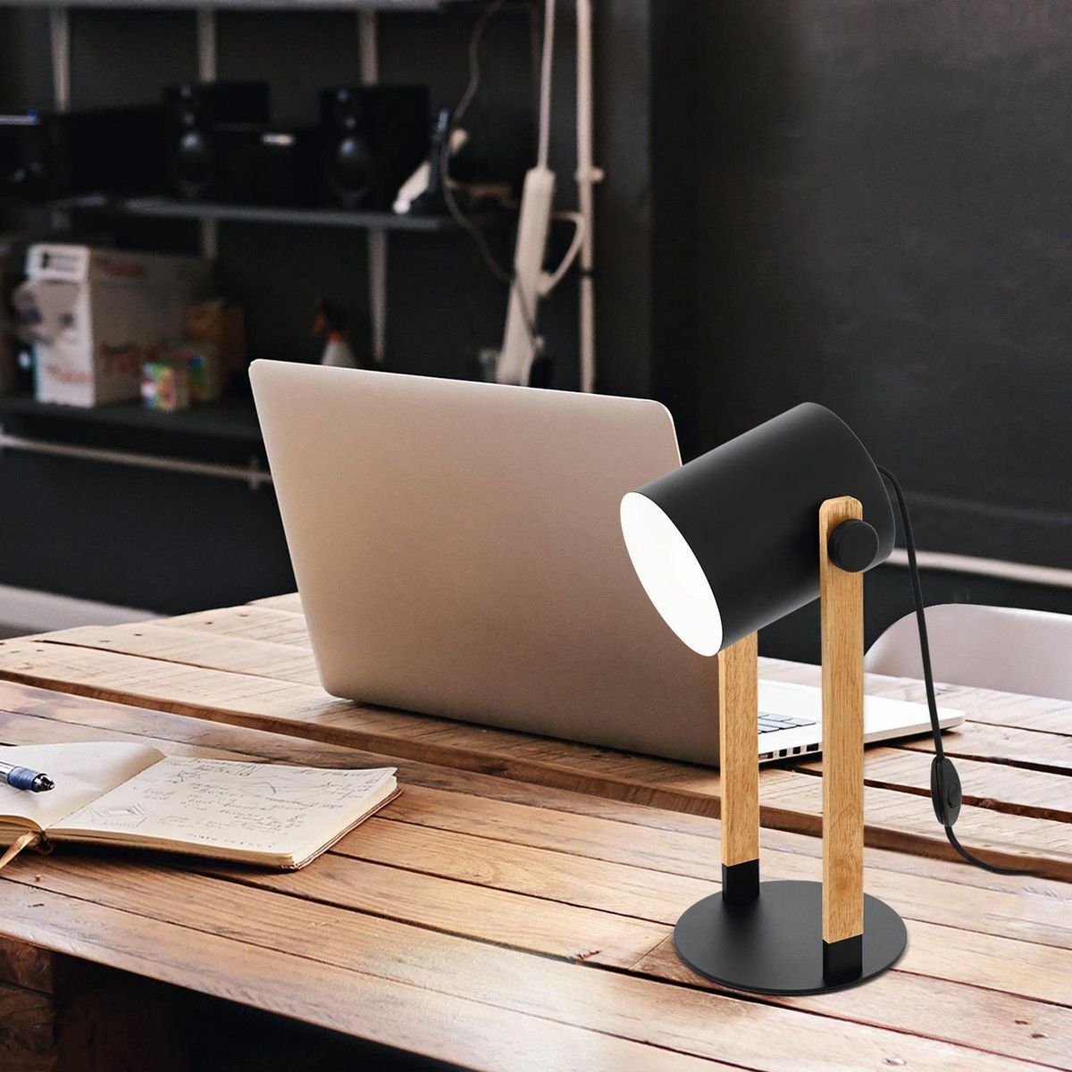 EGLO - Lámpara de Sobremesa Hornwood 1L E27 Eglo Negro