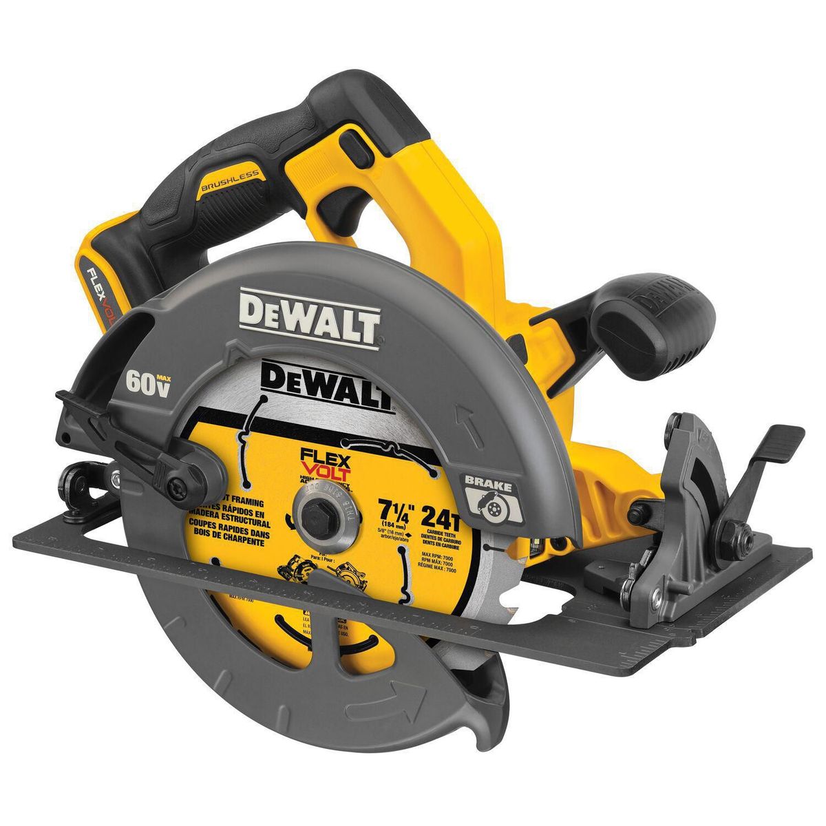 DEWALT - Sierra Circular Inalámbrica Dewalt Flexvolt 184mm 60V BRUSHLESS (Sin batería)