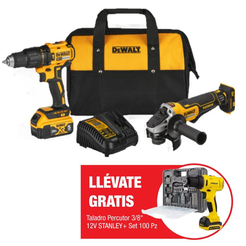 DEWALT - KIT  taladro percutor Dewalt DCD7781 + atornillador de impacto Dewalt  DCF7871 SIN CARBONES + 2 baterias de 2Ah + cargador + Bolso+ Taladro Stanley SDH700K-B2