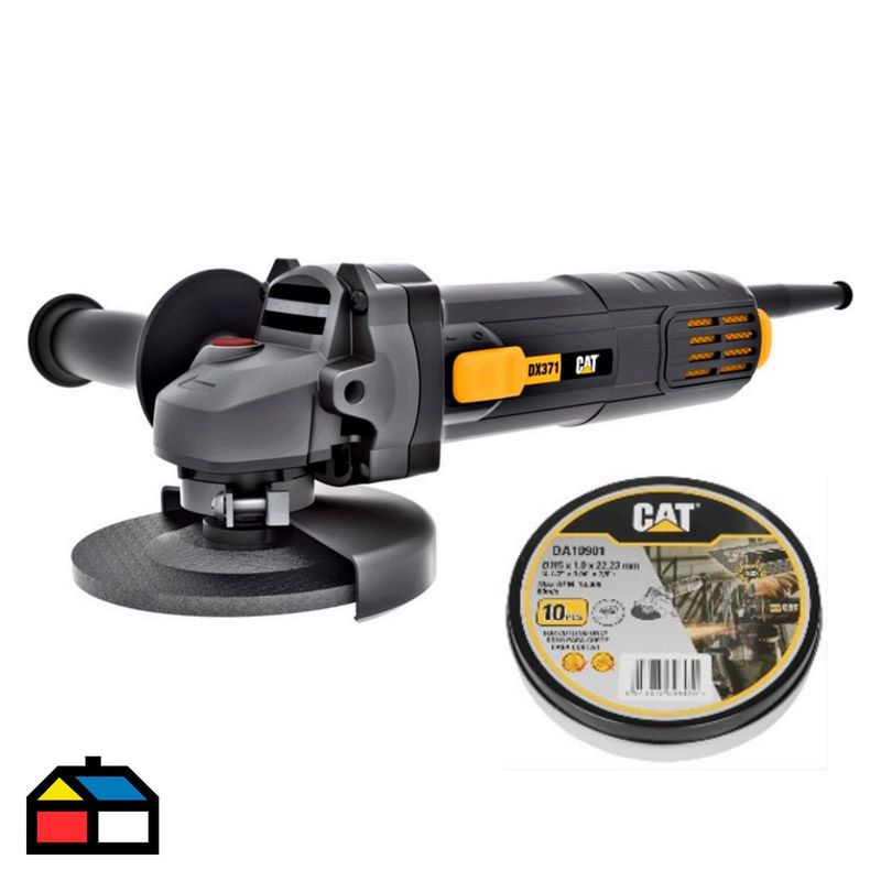 CAT - Esmeril Eléctrico  Cat 4 1/2" 750W DX371 + 10 Discos de Corte Cat