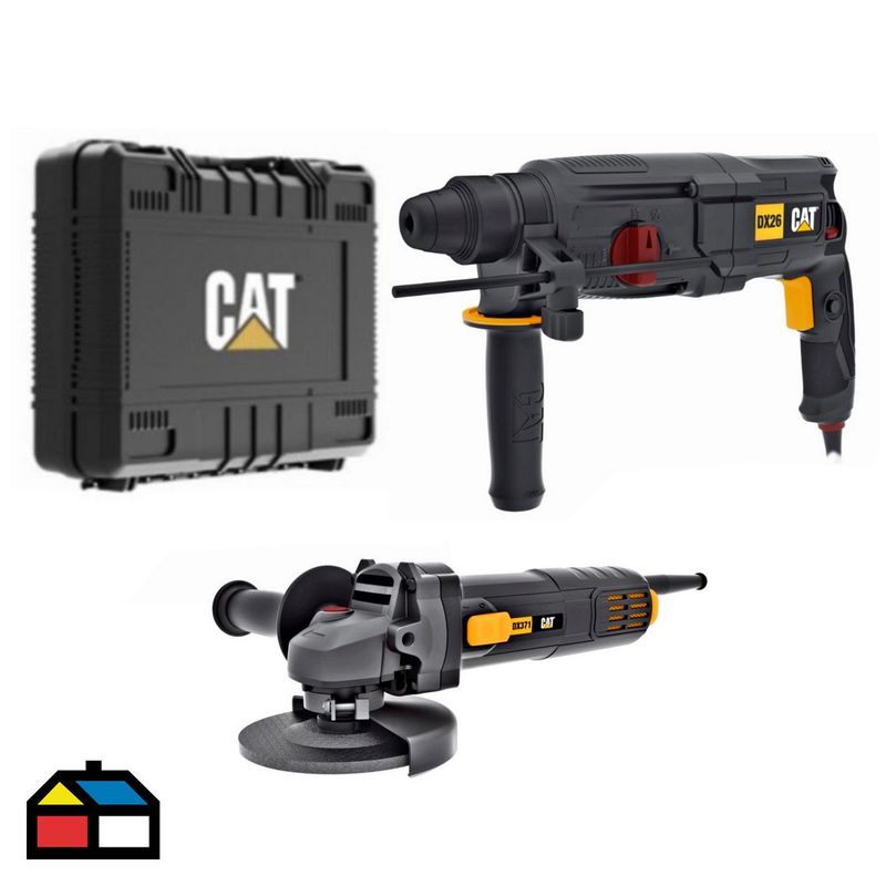 CAT - Rotomartillo Eléctrico CAT SDS Plus 800W DX26 + Esmeril Eléctrico CAT  750W DX371 Cat