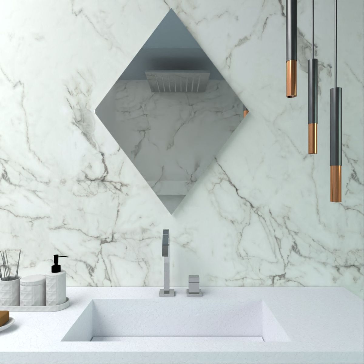 TUHOME - Espejo de Baño Serrano Forma Rombo