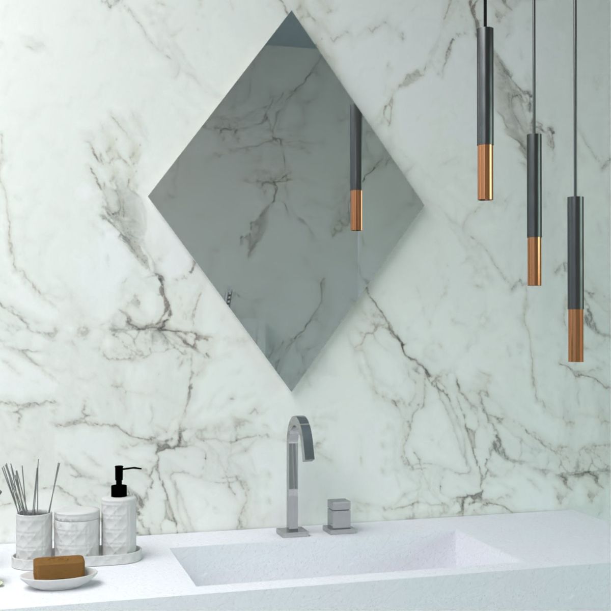 TUHOME - Espejo de Baño Serrano Forma Rombo