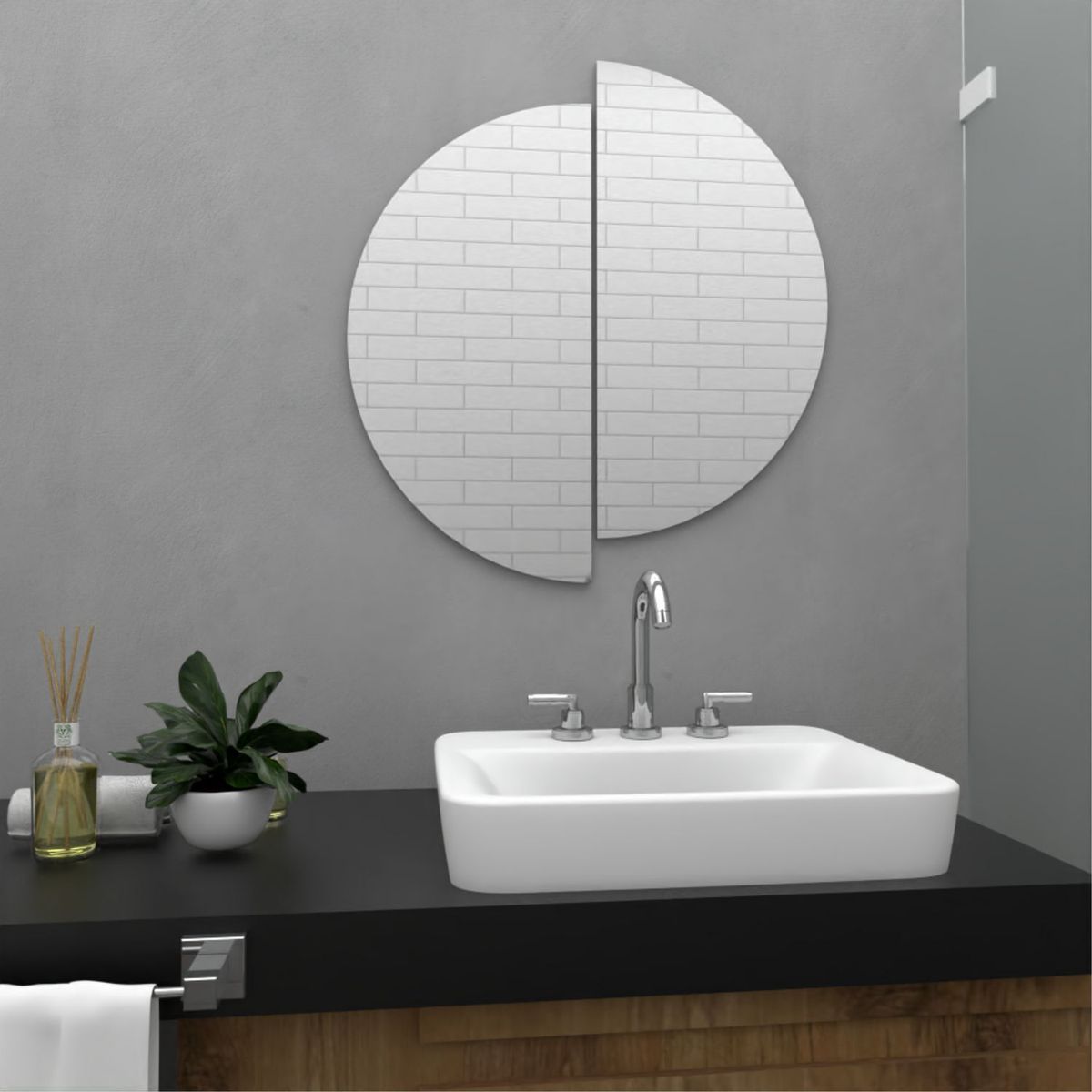 TUHOME - Espejo de Baño Rimini Redondo 2 Piezas