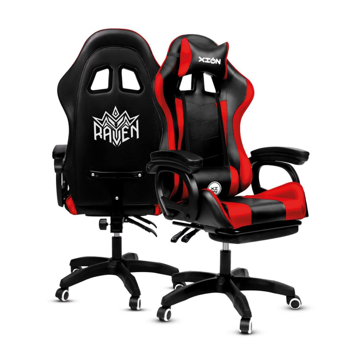 XION - Silla Gamer Raven Rojo/Negro