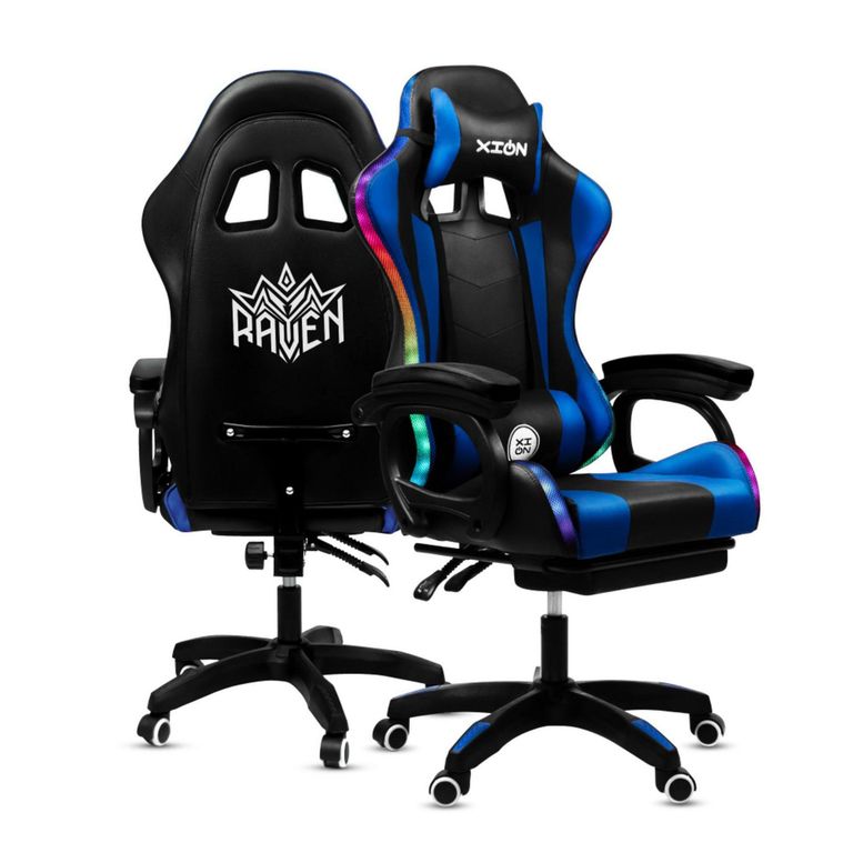 Silla Gamer Raven RGB Azul/Negro | Sodimac Perú