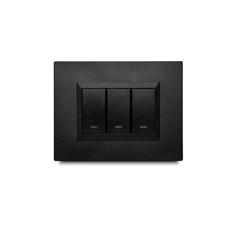 VETO - Interruptor Triple Veto Plura Negro