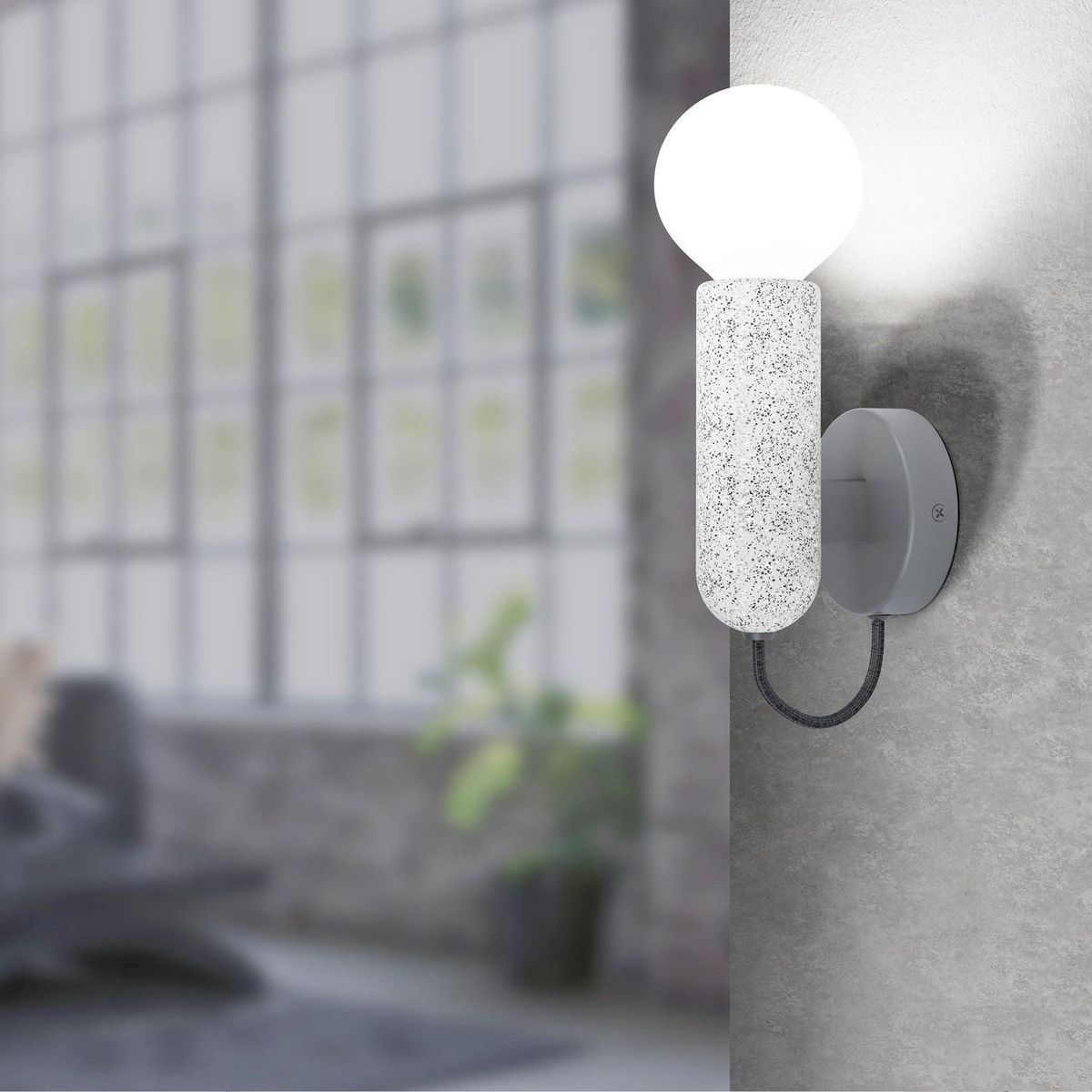 EGLO - Lámpara de Pared Giaconecchi 1L E27 Eglo Gris/Plata