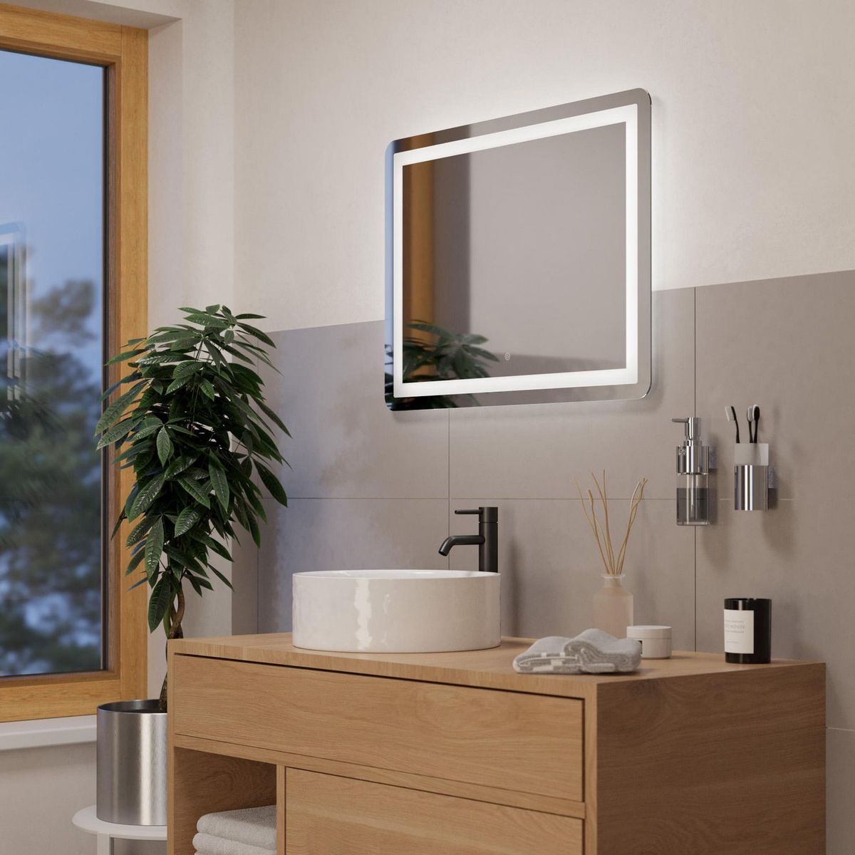 EGLO - Lámpara Espejo LED Buenavista Eglo Gris/Plata