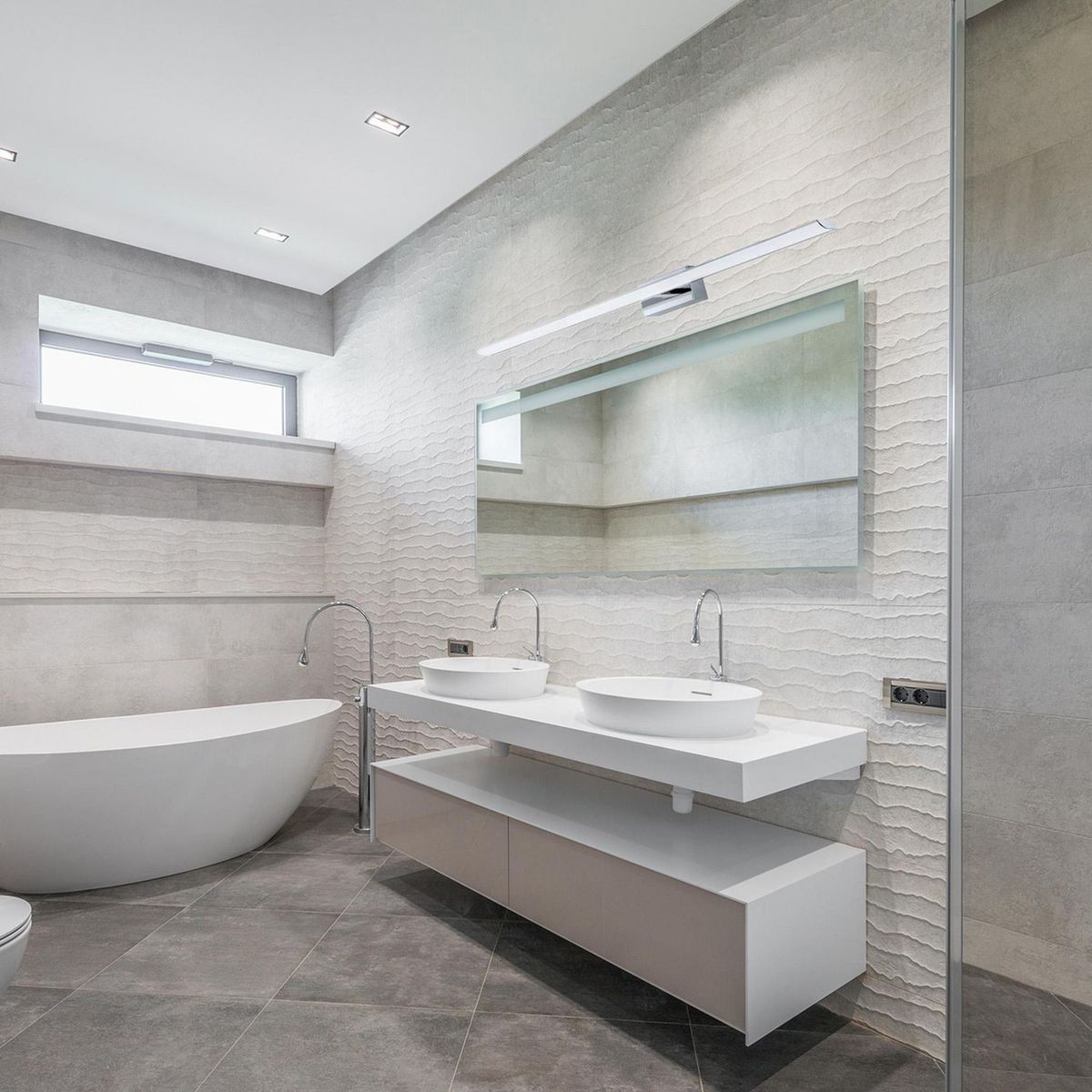 EGLO - Lámpara Espejo LED Tabianoz Eglo Gris/Plata