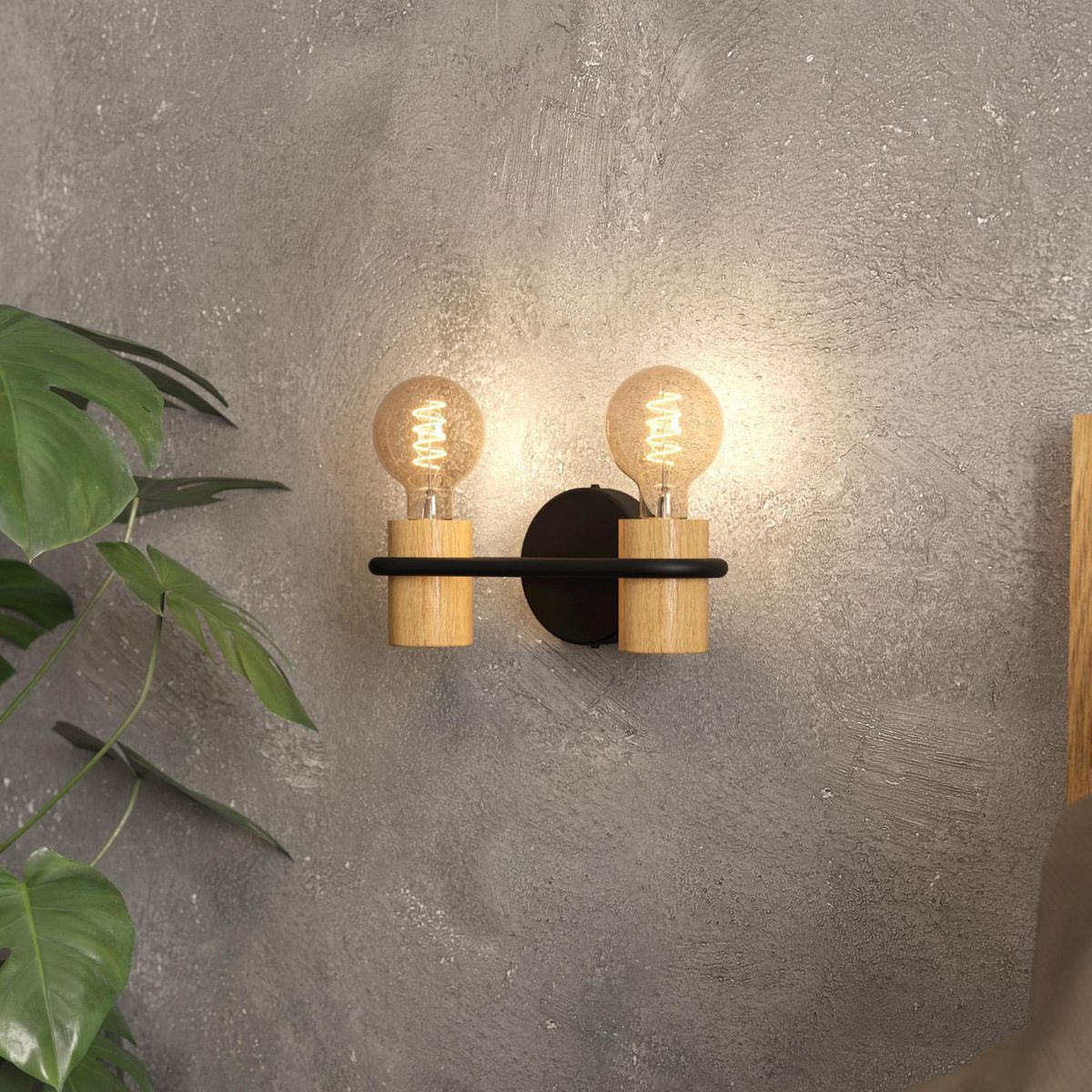 EGLO - Lámpara de Pared Chieveley 2L E27 Eglo Negro