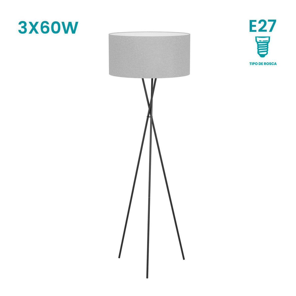 EGLO - Lámpara de Pie Fondachelli 1L E27 Eglo Negro