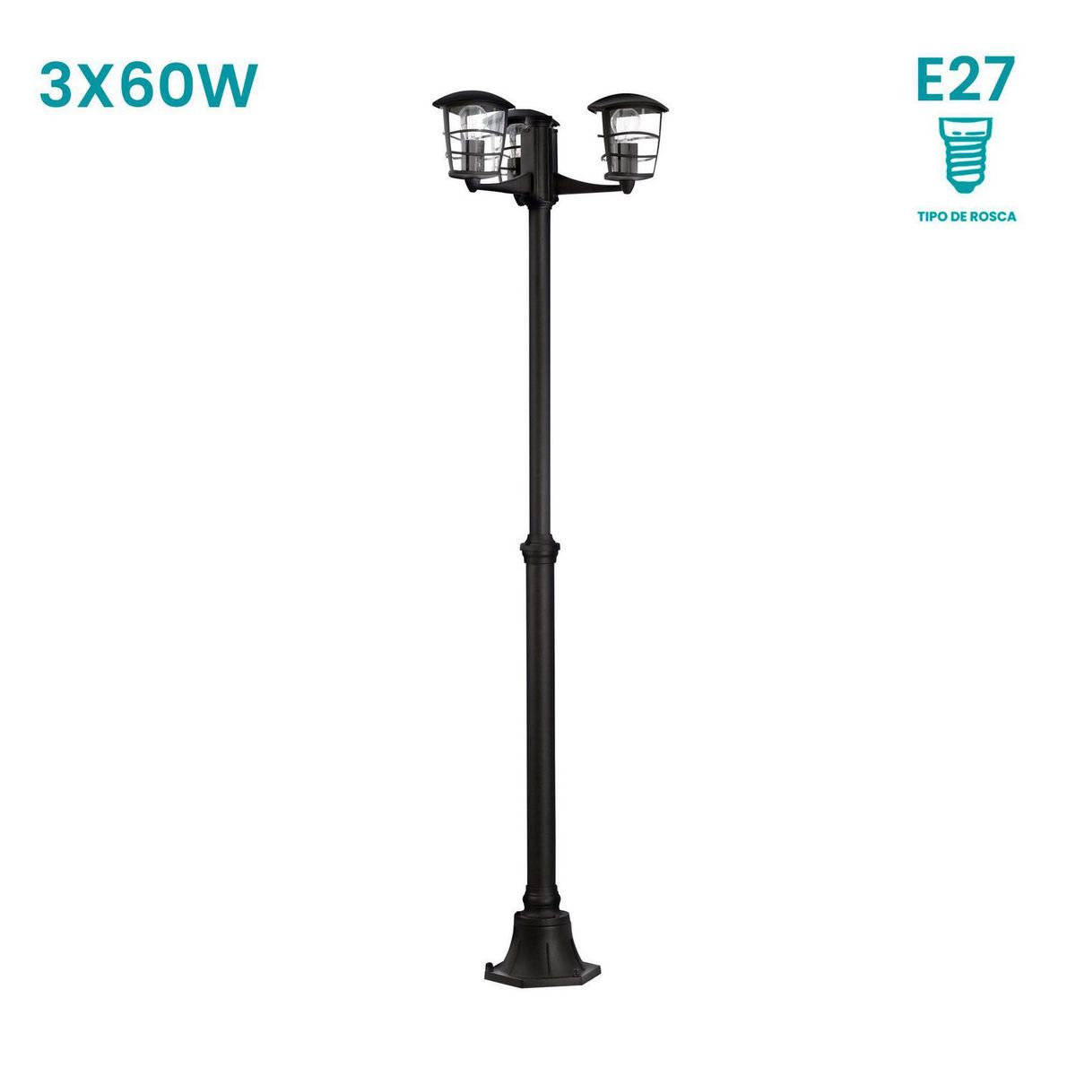 EGLO - Lámpara de Pie Aloria 3L E27 Eglo Negro