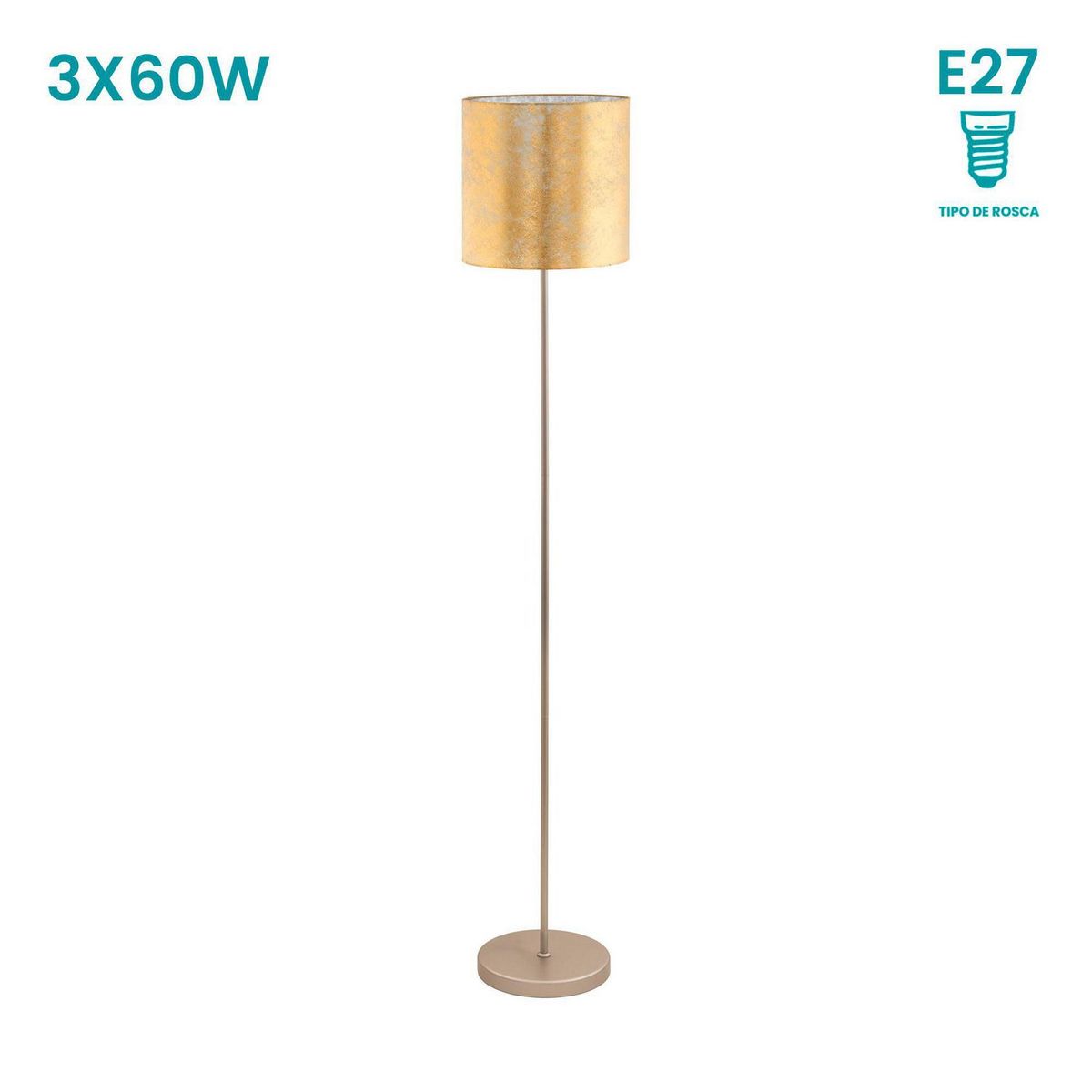 EGLO - Lámpara de Pie Viserbella 1L E27 Eglo Amarillo/Dorado