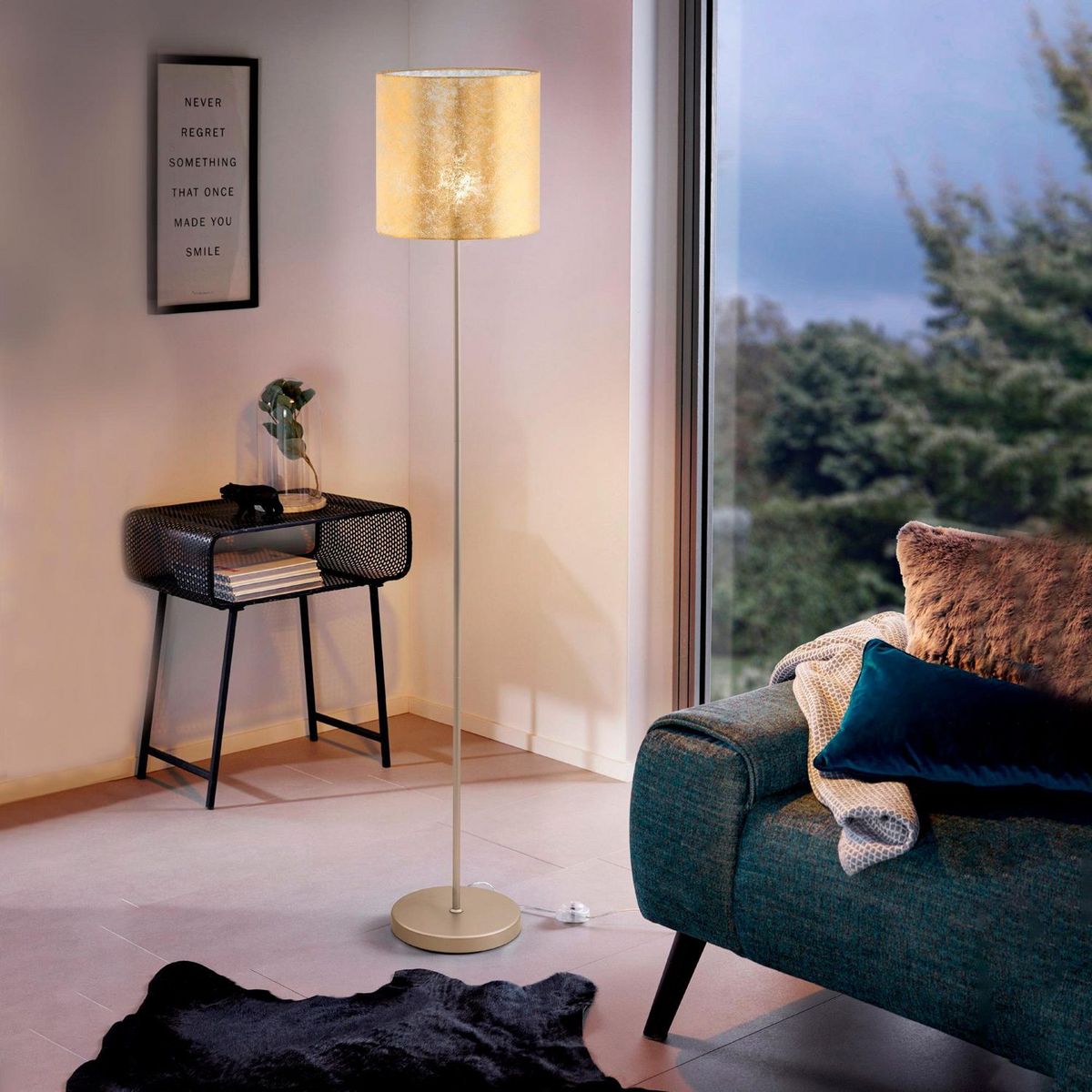 EGLO - Lámpara de Pie Viserbella 1L E27 Eglo Amarillo/Dorado