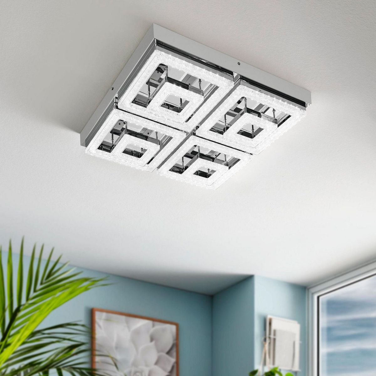 EGLO - Lámpara de Techo LED Fradelo Eglo Gris/Plata