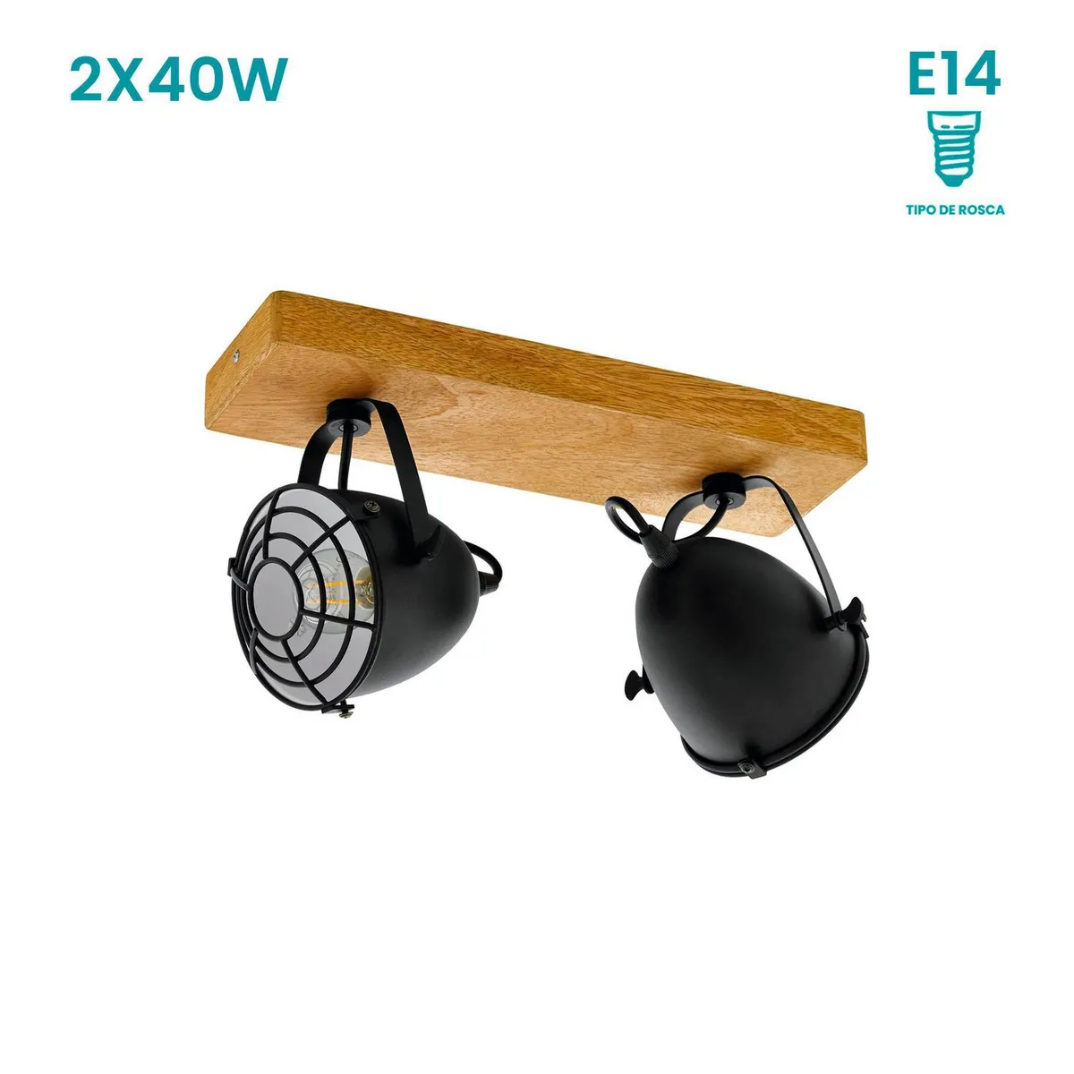 EGLO - Lámpara de Pared Gatebeck 2L E14 Eglo Negro